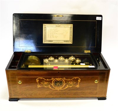 Lot 2159 - Swiss Cylinder Music Box, Bells & Drum In View serial number 11380, lever wind playing 8 aires with