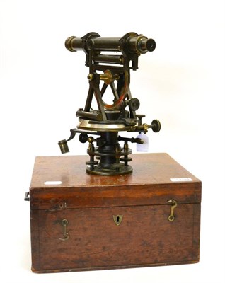 Lot 2194 - Harris and Sons Theodolite lacquered finish on two axis mount with central compass, silvered...