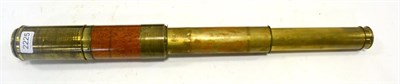 Lot 2225 - G Davis (Leeds) Three Drawer Telescope with 1 1/2' objective lens, partly wood covered,...