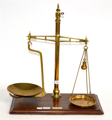 Lot 2233 - Avery Brass Pillar Scales with concave 8' diameter goods pans and circular weigh pan; 13' beam...