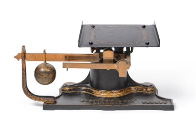 Lot 2235 - Bartlett & Son (Bristol) Sliding Beam Flat Plate Scale with cast iron frame, flat square steel...