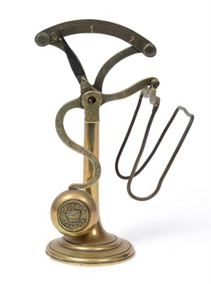 Lot 2244 - G Riddle Pendulum Letter Balance No.113 with brass frame and pendulum with wire letter holder,...