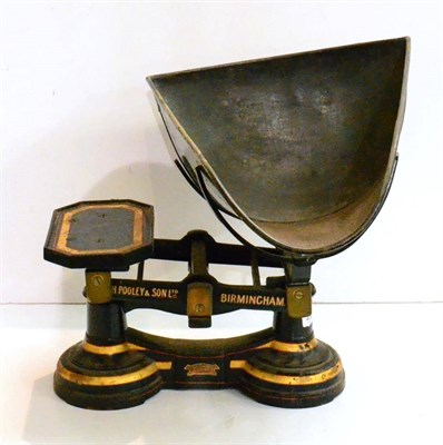 Lot 2245 - H Pooley & Sons (Birmingham) Potato Scales with twin beam with large scuttle for goods, finished in