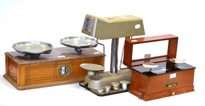 Lot 2246 - Henry Troemner (USA) Balance Scales with marble box top, to circular pans and twin needle indicator