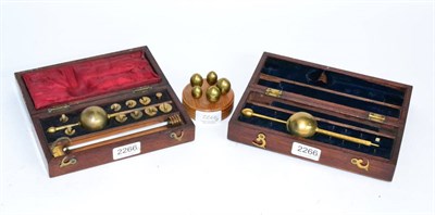 Lot 2266 - Sikes Hydrometers (i) Loftus with 10 weights and a thermometer, in mahogany case (ii) Improved...