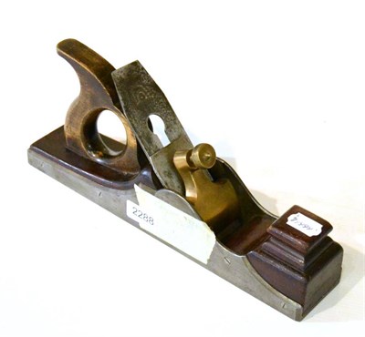 Lot 2288 - A 13 1/2inch Steel Panel Plane, possibly by Edward Preston, with walnut infill and handle,...