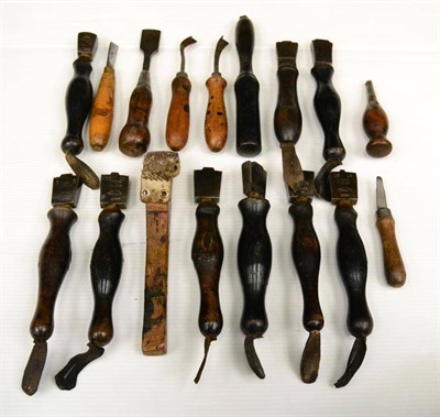 Lot 2291 - A Collection of Cobbler's Hand Tools, most by Emil Brinkmann, Barmen, with turned wood handles