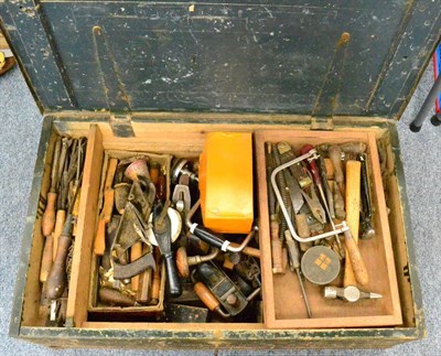 Lot 2294 - A Large Collection of Tools, including rolls of auger bits, steel and beech planes, axe, garden...