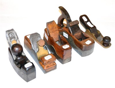 Lot 2296 - Five Metal Bodied Woodworking Planes, all with wood infill, no makers' names, comprising a gunmetal