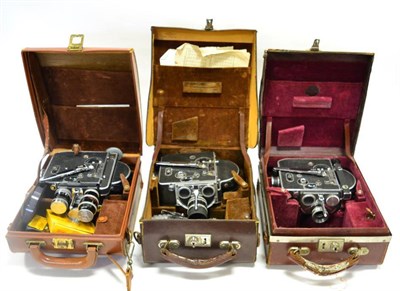 Lot 2303 - Bolex Three Cine Cameras (i) H16S with no lenses (ii) H16 Reflex with Switar f1.6, 10mm, Yvar f2.8