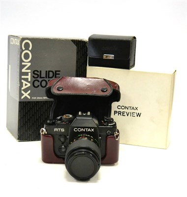 Lot 2308 - Contax RTS II Camera no.151394 with Yashica MC f3.5-4.5, 35-70mm lens, in leather case; a...