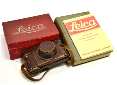 Lot 2319 - Leica IIIa Camera no.182149, with Leitz Wetzlar Summar f2, 50mm lens, in original leather case;...