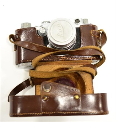 Lot 2321 - Leica IIIf Camera no.687330, with Summarit f1.5, 50mm lens, original leather case, with Leica Guide