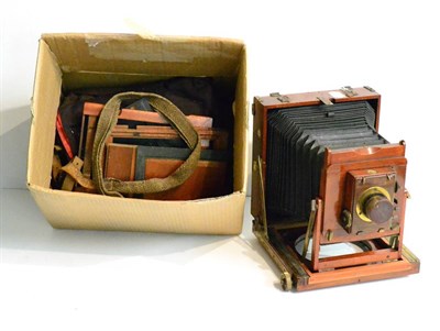 Lot 2347 - Thornton Pickard Field Plate Camera mahogany body with brass fitting, Aldis Anastigmat lens,...