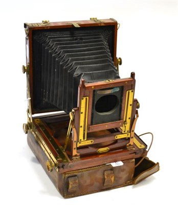 Lot 2348 - Triple Victo Plate Camera mahogany body with brass fittings for 6x4' plates, with two...