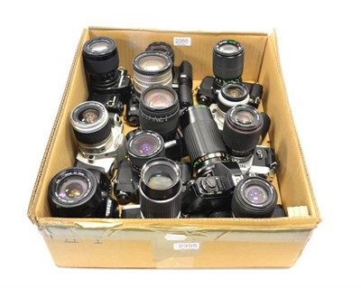 Lot 2355 - Various Cameras including Nikon FG and 2xF50; Canon FTb, EOS500 and EOS300; two Minoltas and...