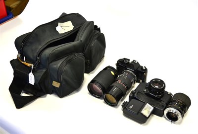 Lot 2357 - Various Cameras including Yashica FX3 with Tamron f4.5, 85-210mm lens; Contaz 139 Quartz with...