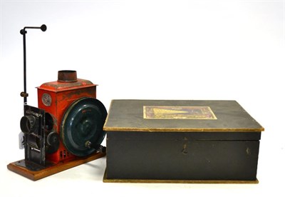 Lot 2368 - Ernst Plank Cinematograph No.740 with side mounted hand crank, finished in orange; with various...