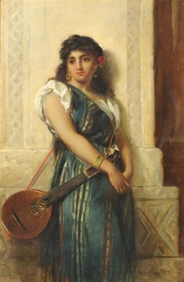 Lot 885 - Thomas Kent Pelham (fl.1860-1891) "The Spanish Musician" Signed, oil on canvas, 69cm by 46cm