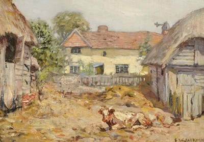 Lot 926 - Frederick William Jackson RBA, NEAC (1859-1918) "The Farmyard" Signed, inscribed on various...