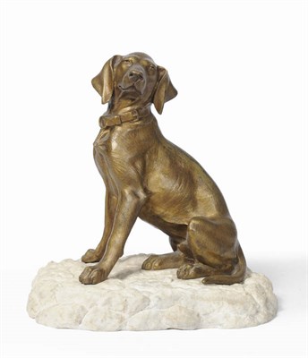 Lot 985 - Robert Bousquet (French 1894-1817): A Gilt Bronze Model of a Seated Dog, wearing a collar and...