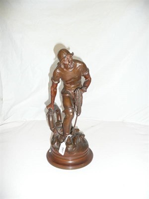 Lot 987 - Albert Froger (French, 19th century): A Bronze Figure of a Fisherman, late 19th century,...