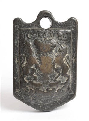 Lot 993 - A George III Bronze Wool Weight, cast in relief with the Royal coat of arms with various...