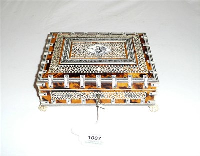 Lot 1007 - An Indian Tortoiseshell Veneered Sandalwood and Ivory and Bone Mounted Casket, Vizagapatam...