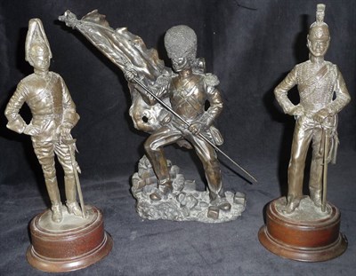 Lot 78 - A Pair of Bronzed Resin Figures by Peter Hicks, of an officer of the 5th Dragoon Guards and a...