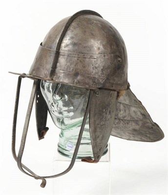 Lot 84 - A Replica of an English Harquebusier's Three Bar Pot Helmet, with two piece folded skull, four...