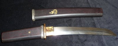 Lot 103 - A Replica of a Japanese Tanto Dagger, with 20cm steel blade, brass habaki, plain hardwood grip...