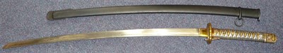 Lot 109 - A Pre 1945 Japanese NCO's Sword (Shin-Gunto),  the single edge fullered steel blade stamped...