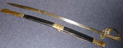 Lot 121 - A Victorian 1827 Pattern Naval Officer's Sword, with 31inch (79cm) pipe back plain steel blade,...