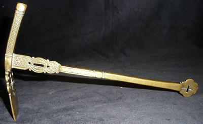 Lot 185 - A Brass "Wand" of Axe Form, the square blade offset by a square section hammerhead, and with...