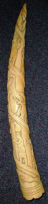 Lot 206 - A Loango Coast, Angola Ivory Tusk, carved with a spiral procession of fishermen, farmers, and...