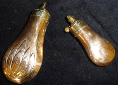 Lot 223 - A 19th Century Small Copper Pistol Flask, of plain pear shape, with brass charger; a Slightly...