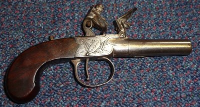 Lot 258 - A 19th Century Flintlock Boxlock Pocket Pistol, the 6cm turn-off steel barrel with Birmingham proof