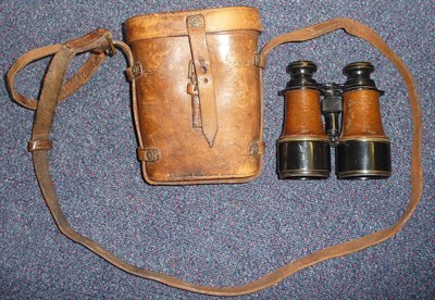 Lot 66A - A Pair of French First World War Period Binoculars by L.Petit Fabt., Paris, 4 1/2 X, with black...