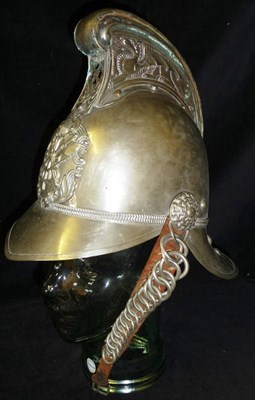 Lot 105 - A 19th Century Nickel Plated "Merryweather" Type Fire Officer's Helmet, with dragon embossed...