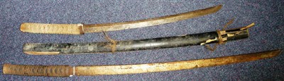 Lot 121 - A Japanese Katana, the 68.5cm Shinshinto steel bladed with unsigned tang, lacks tsuba, the...