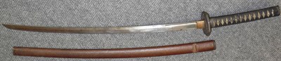 Lot 124 - A Japanese Katana, the 66.5cm Koto steel blade with a narrow fuller running for 11cm from the...