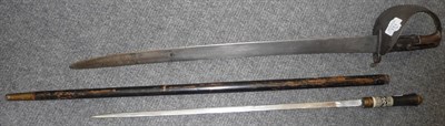 Lot 133 - A British 1859 Pattern Cutlass Bayonet, Type 2, the 65.5cm single edge broad steel blade...