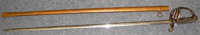 Lot 135 - An Imperial German Cadet Sword, the 83cm double edge fullered steel blade engraved "Klingenthal" to