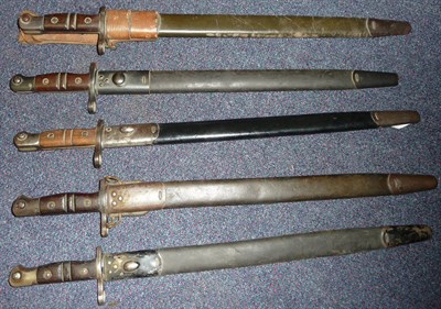 Lot 156 - Three U.S. Model 1913/17 P14 Enfield Knife/Sword Bayonets, with steel mounted leather...