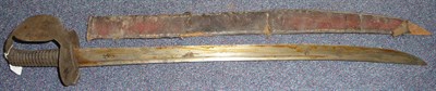 Lot 176 - A Georgian "Figure of Eight" Naval Cutlass, the 66cm slightly curved steel blade with a narrow...