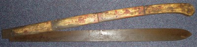 Lot 177 - A Georgian Giant Folding Knife, with 81cm single edge steel blade, folding into the iron...