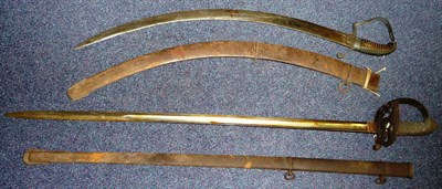 Lot 178 - A Georgian Rifle Officer's Sabre, with 65cm plain curved single edge steel blade, the steel stirrup