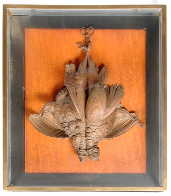 Lot 1052 - Attributed to Thomas Wilkinson Wallis (1822-1903): A Carved Limewood Still Life of Two Hanging...