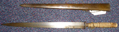 Lot 183 - A Georgian Midshipman's Dirk, with 23cm steel blade, the brass crossguard broken off, with ring...