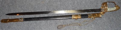 Lot 191 - A Victorian 1827 Pattern Naval Officer's Sword, the 79.5cm scarce unfullered single edge steel...